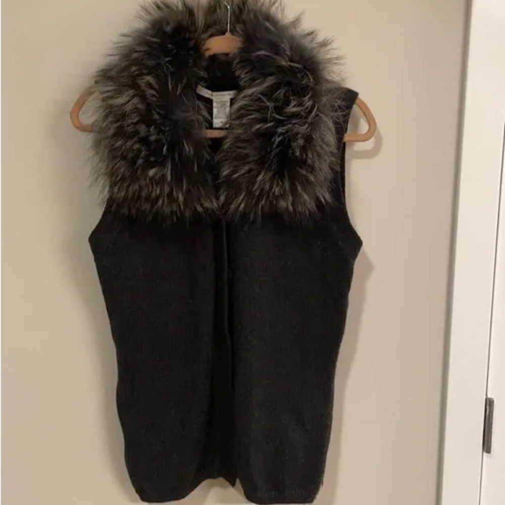 Diane Von Furstenberg Grey Fur Vest
